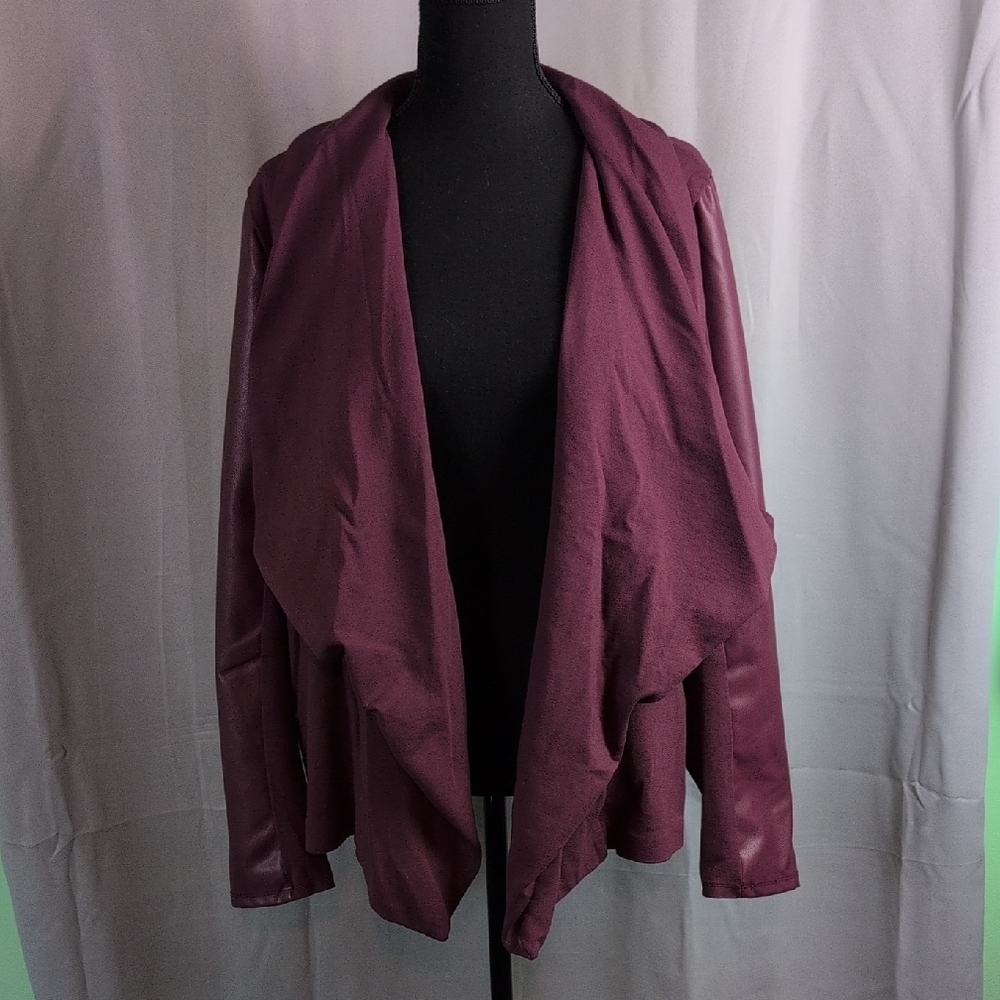 Sofia by Sofia Vergara Maroon Blazer‎ with Waterfall Collar